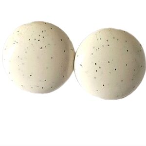 Vintage White Cream Circle Speckled Post Pierced Earrings Costume Jewelry